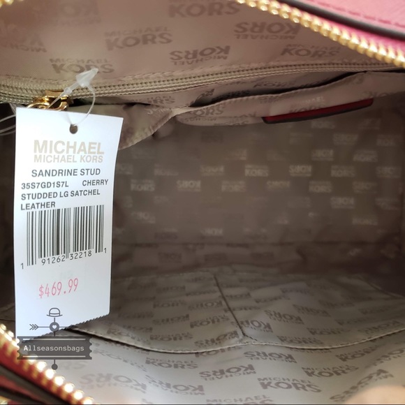 NWT Michael Kors Sandrine Large satchel Cherry Bag - Picture 5 of 6
